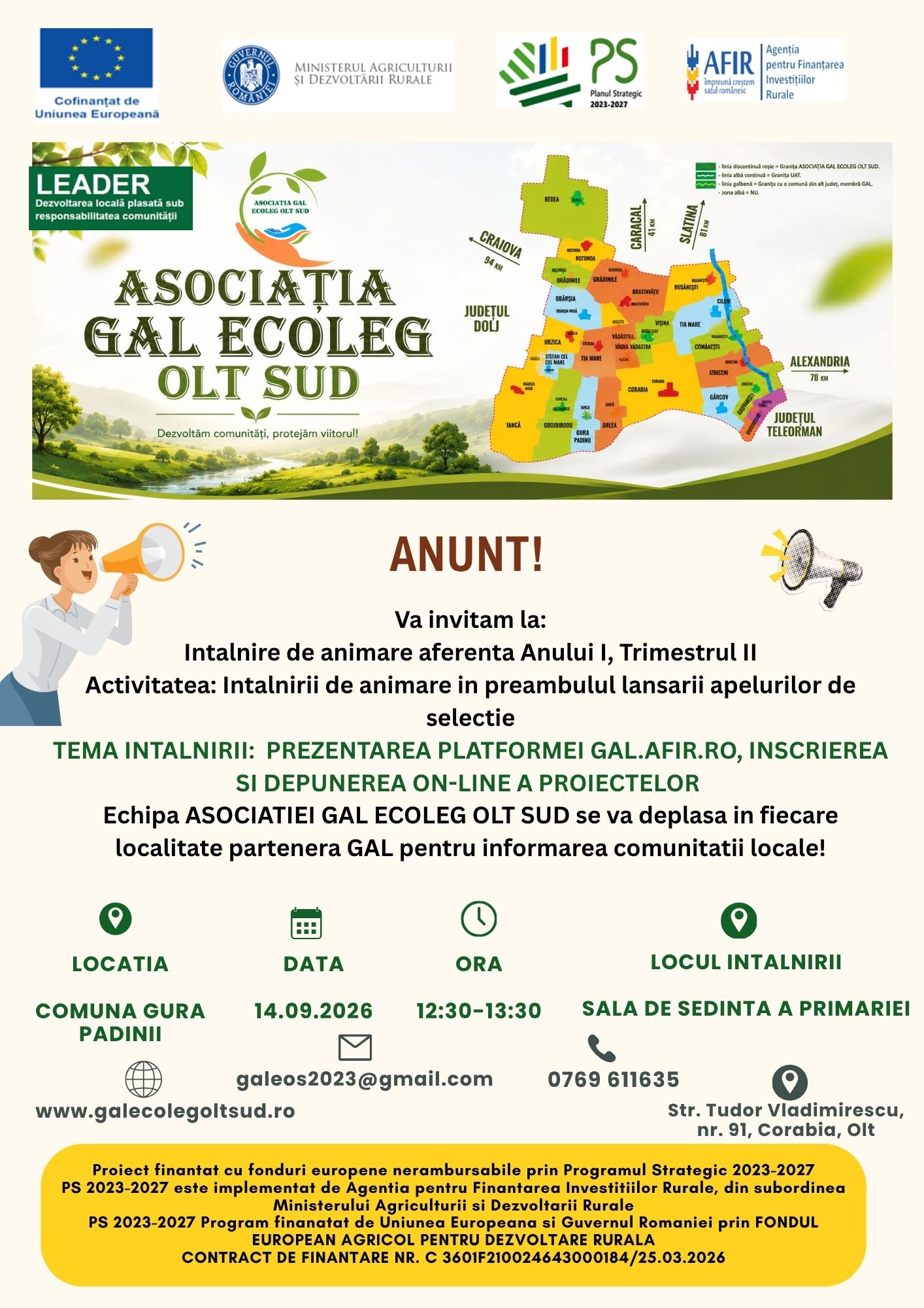 3.	Anunt intalnire de animare 14.09.2026, Trimestrul II, An I, Comuna Gura Padinii